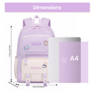 Tanou Mochila Escolar para Niñas de 8-12 Años, 20L, Kawaii, Impermeable, Morado