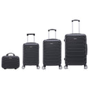 Mi Ko Mi Ka 8002 Juego de Maletas de Viaje, ABS Ligero, con 4 Ruedas 360º y Cerradura Numérica, Negro