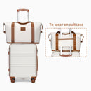 Kono Juego de Equipaje de 4 Piezas, ABS Rígido Ligero, Maleta de Cabina con Cerradura TSA, Incluye Bolsa Fin de Semana y Neceser, Blanco Crema