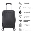 RAYKONG Maleta de Cabina ABS, 55x40x20 cm (40L), con 4 Ruedas Dobles 360°, Negra