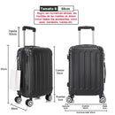 RAYKONG Maleta de Cabina ABS, 55x40x20 cm (40L), con 4 Ruedas Dobles 360°, Negra