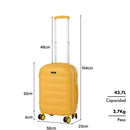 Maleta de Cabina ABS Semirrígida, 57x37x23 cm, con 4 Ruedas Dobles 360º y Candado TSA, Amarilla