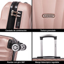 RAYKONG Maleta de Cabina ABS 55x40x20cm, Ligera, 20 Pulgadas, Rosa Dorada