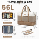 LOVEVOOK Bolsa de Viaje Grande para Mujer, Fin de Semana, 50x38x25 cm, Beige Caqui