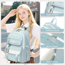 Tanou Mochila Escolar Grande para Adolescentes y Niñas, Impermeable, de Nylon, Azul