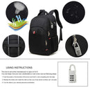 Mochila Antirrobo para Portátil de 17.3 Pulgadas, Impermeable, con Puerto USB, para Hombre, Negro