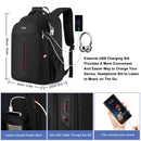 Mochila para portátil de 17.3 pulgadas, antirrobo, impermeable, con puerto USB, para viaje y trabajo, Negra