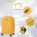 Maleta de Cabina ABS Semirrígida, 57x37x23 cm, con 4 Ruedas Dobles 360º y Candado TSA, Amarilla
