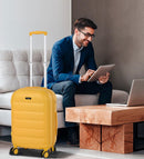 Maleta de Cabina ABS Semirrígida, 57x37x23 cm, con 4 Ruedas Dobles 360º y Candado TSA, Amarilla