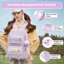 Tanou Mochila Escolar para Niñas de 8-12 Años, 20L, Kawaii, Impermeable, Morado