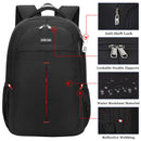 Mochila para portátil de 17.3 pulgadas, antirrobo, impermeable, con puerto USB, para viaje y trabajo, Negra