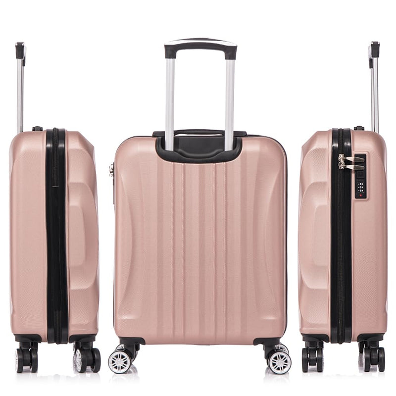 RAYKONG Maleta de Cabina ABS 55x40x20cm, Ligera, 20 Pulgadas, Rosa Dorada