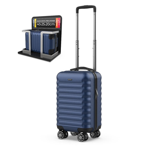 NUMADA Upfly Maleta de Cabina Underseat 40x25x20 cm (20L), ABS, con Ruedas Desmontables, Ideal para Ryanair, Azul Marino