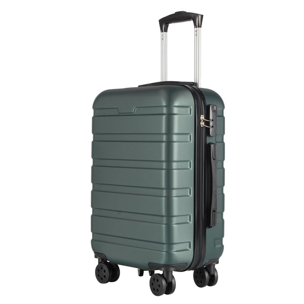 T-LOVENDO.ES Maleta de Cabina 55x40x20 cm, ABS Ligero Semirrígido, con 4 Ruedas Giratorias 360° y Candado, Verde Oscuro