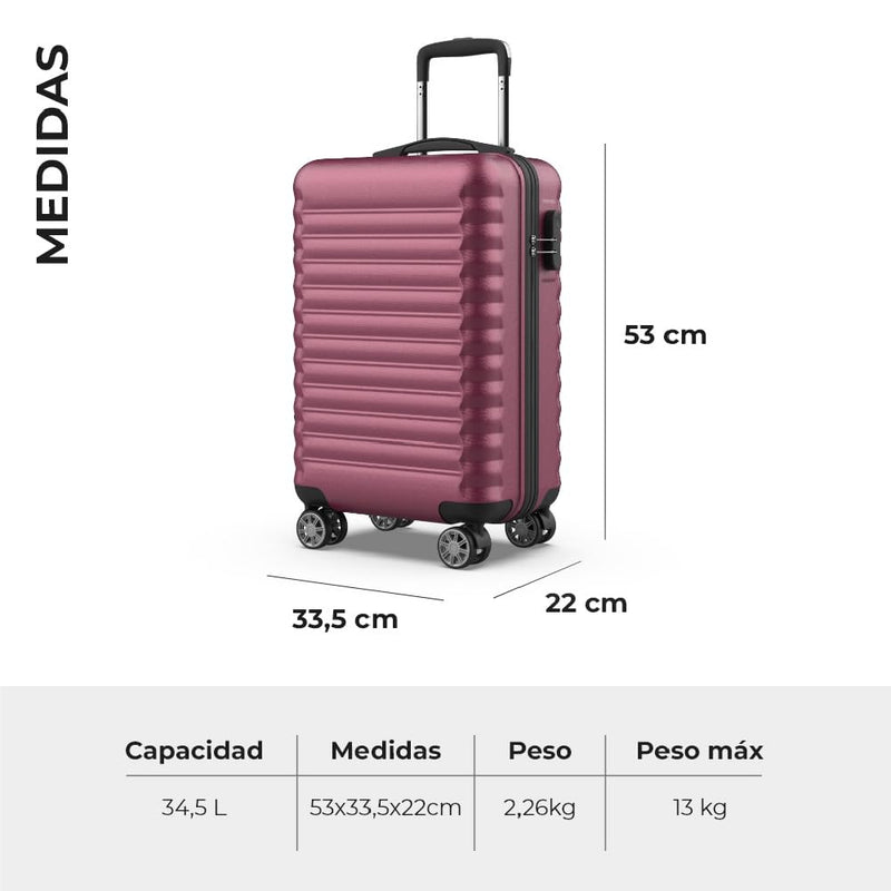 NUMADA Maleta de Cabina Upfly, ABS Rígida Ligera, 53x33.5x22 cm, con Cierre de Combinación y 4 Ruedas Dobles 360°, Burdeos