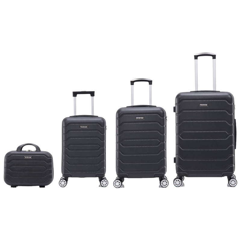 Mi Ko Mi Ka 8002 Juego de Maletas de Viaje, ABS Ligero, con 4 Ruedas 360º y Cerradura Numérica, Negro