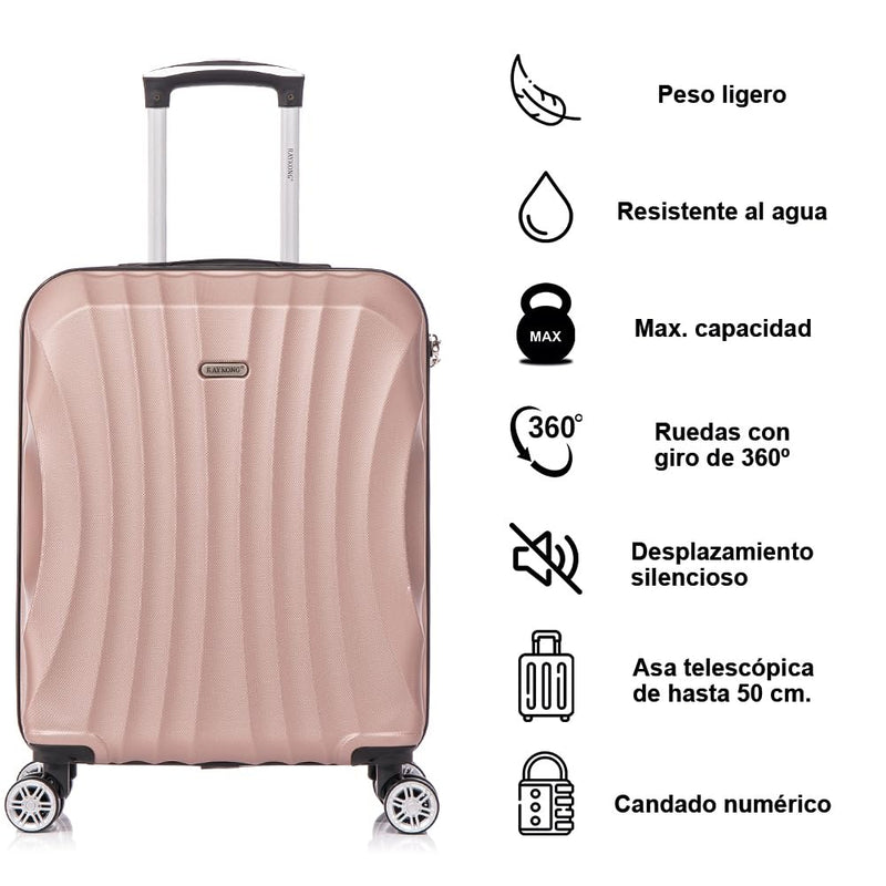 RAYKONG Maleta de Cabina ABS 55x40x20cm, Ligera, 20 Pulgadas, Rosa Dorada