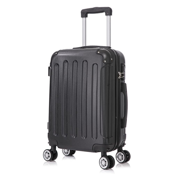 RAYKONG Maleta de Cabina ABS, 55x40x20 cm (40L), con 4 Ruedas Dobles 360°, Negra
