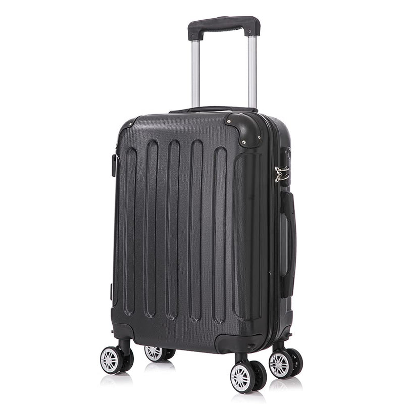 RAYKONG Maleta de Cabina ABS, 55x40x20 cm (40L), con 4 Ruedas Dobles 360°, Negra