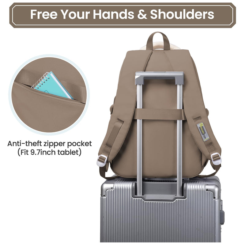 Amythe Mochila Escolar Casual de Viaje, 21L, para Adolescentes y Jóvenes, Marrón
