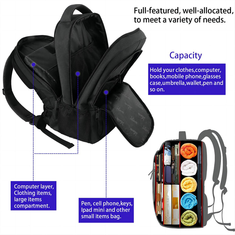 MATEIN Mochila para Portátil de 15.6 Pulgadas, Antirrobo, Impermeable, con Puerto USB, para Hombre, Negro