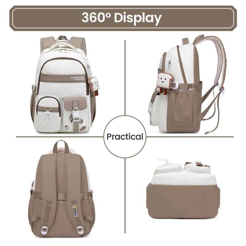 Amythe Mochila Escolar Casual de Viaje, 21L, para Adolescentes y Jóvenes, Marrón