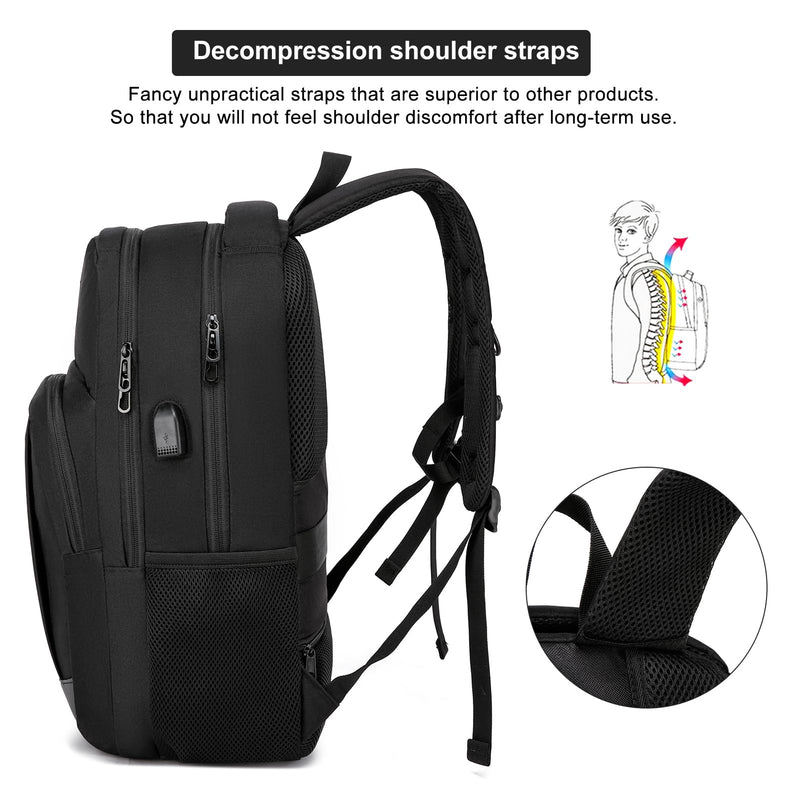 YIORMIOR Mochila para Portátil de 15.6 Pulgadas, con Puerto USB, Unisex, para Universidad y Trabajo