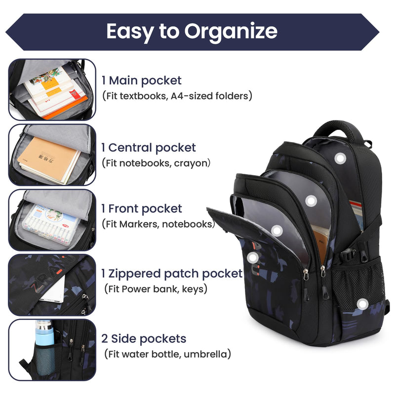 Amythe Mochila Escolar Grande, Versátil, Unisex, para Adolescentes y Jóvenes, Negro