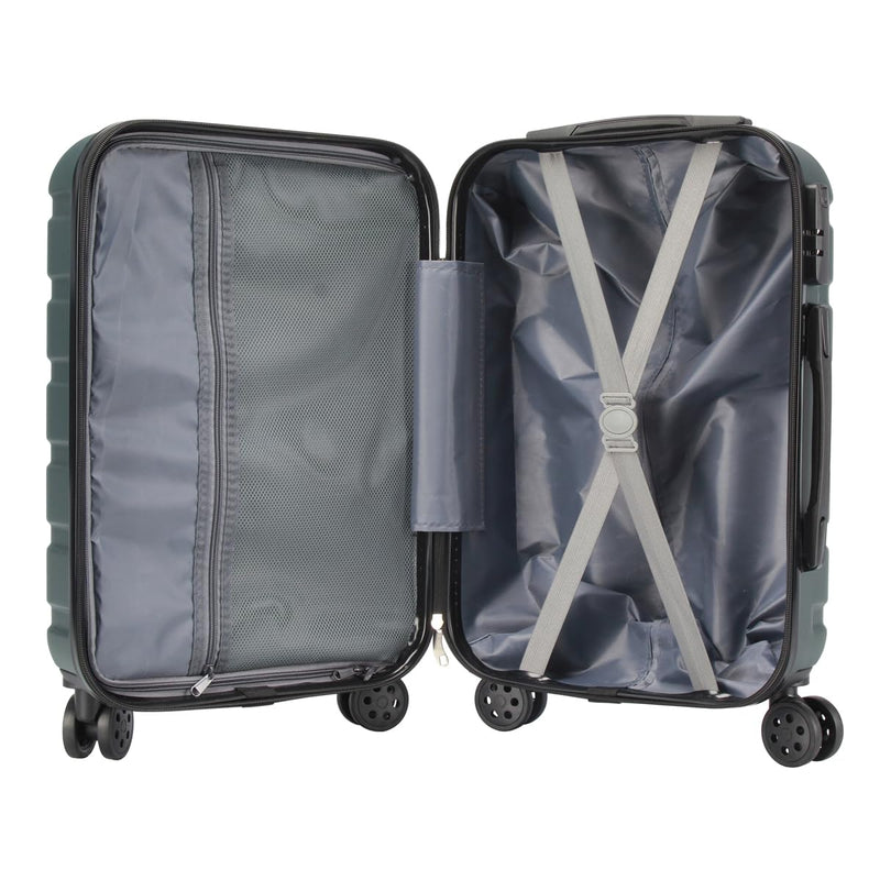 T-LOVENDO.ES Maleta de Cabina 55x40x20 cm, ABS Ligero Semirrígido, con 4 Ruedas Giratorias 360° y Candado, Verde Oscuro