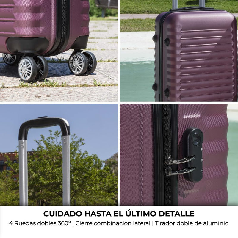 NUMADA Maleta de Cabina Upfly, ABS Rígida Ligera, 53x33.5x22 cm, con Cierre de Combinación y 4 Ruedas Dobles 360°, Burdeos