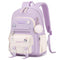 Tanou Mochila Escolar para Niñas de 8-12 Años, 20L, Kawaii, Impermeable, Morado