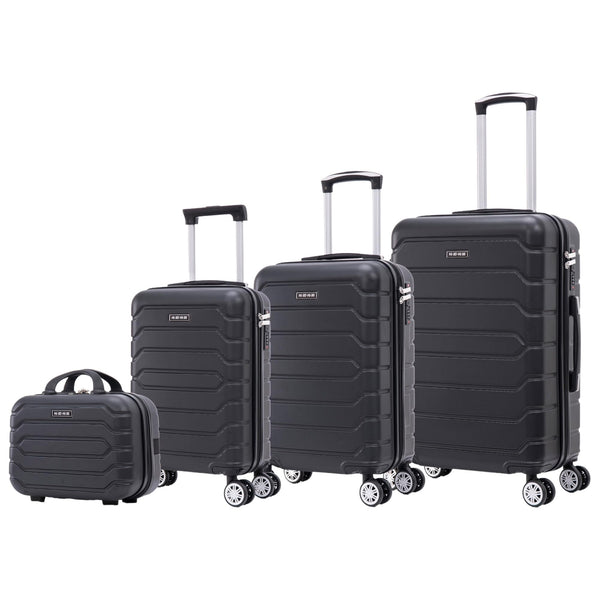 Mi Ko Mi Ka 8002 Juego de Maletas de Viaje, ABS Ligero, con 4 Ruedas 360º y Cerradura Numérica, Negro