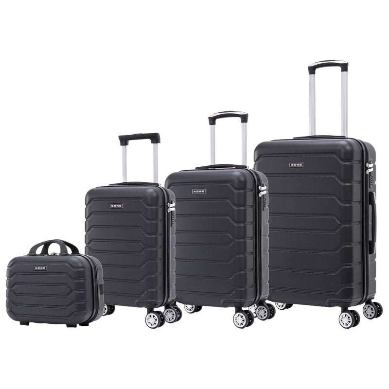 Mi Ko Mi Ka 8002 Juego de Maletas de Viaje, ABS Ligero, con 4 Ruedas 360º y Cerradura Numérica, Negro