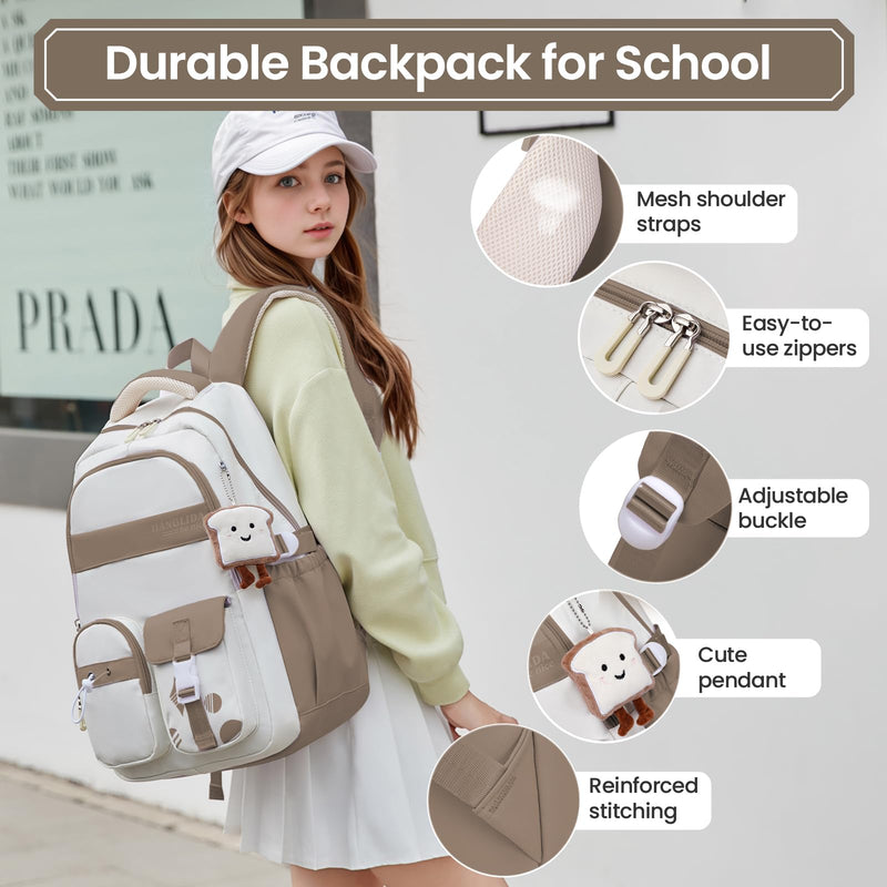 Amythe Mochila Escolar Casual de Viaje, 21L, para Adolescentes y Jóvenes, Marrón