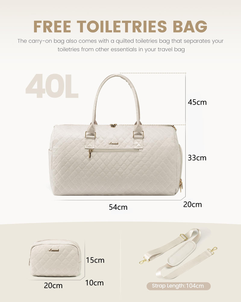 LOVEVOOK Bolsa de Viaje para Mujer, Grande, Impermeable, con Compartimento para Zapatos, Beige