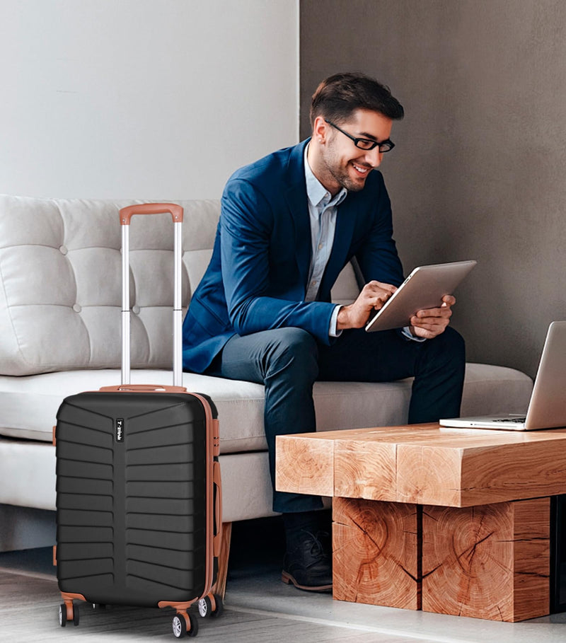Juego de 3 Maletas de Viaje, Rígidas de ABS, con 4 Ruedas 360º y Candado, para Cabina, Mediana y Grande