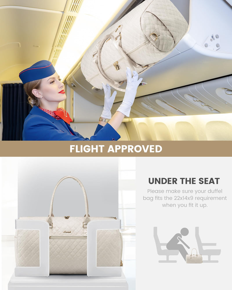LOVEVOOK Bolsa de Viaje para Mujer, Grande, Impermeable, con Compartimento para Zapatos, Beige