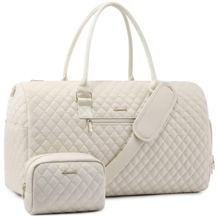 LOVEVOOK Bolsa de Viaje para Mujer, Grande, Impermeable, con Compartimento para Zapatos, Beige