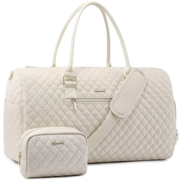 LOVEVOOK Bolsa de Viaje para Mujer, Grande, Impermeable, con Compartimento para Zapatos, Beige