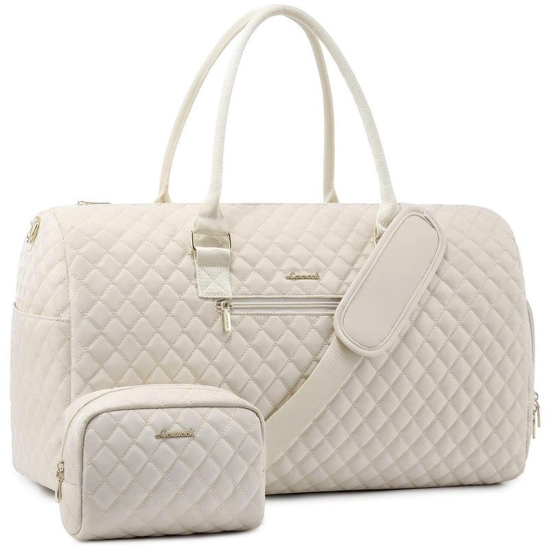 LOVEVOOK Bolsa de Viaje para Mujer, Grande, Impermeable, con Compartimento para Zapatos, Beige