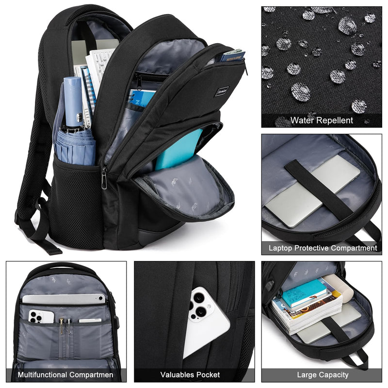 YIORMIOR Mochila para Portátil de 15.6 Pulgadas, con Puerto USB, Unisex, para Universidad y Trabajo