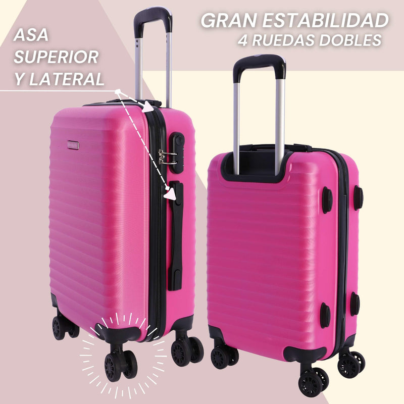DON ALGODON Maleta de Cabina 55x40x20 cm, apta para Ryanair, con 4 Ruedas 360º y Candado, Rosa