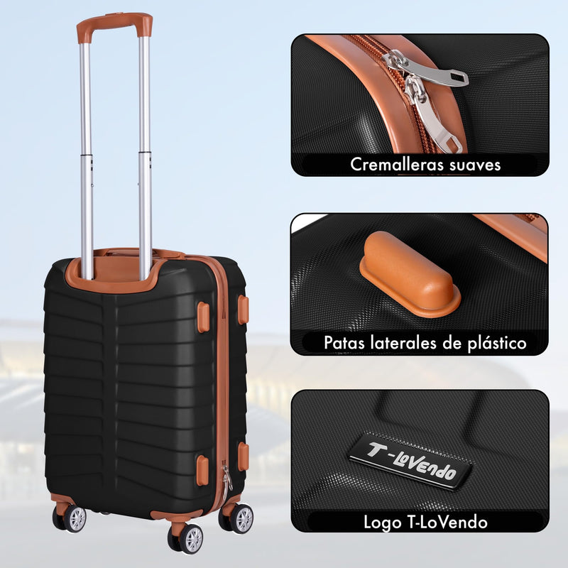 Juego de 3 Maletas de Viaje, Rígidas de ABS, con 4 Ruedas 360º y Candado, para Cabina, Mediana y Grande