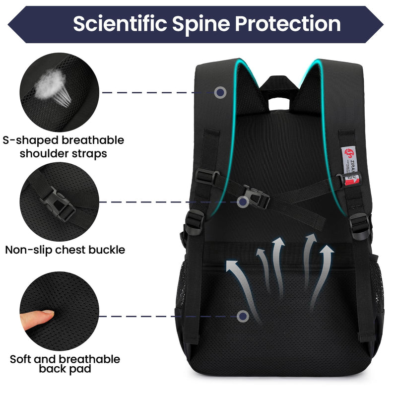 Amythe Mochila Escolar Grande, Versátil, Unisex, para Adolescentes y Jóvenes, Negro