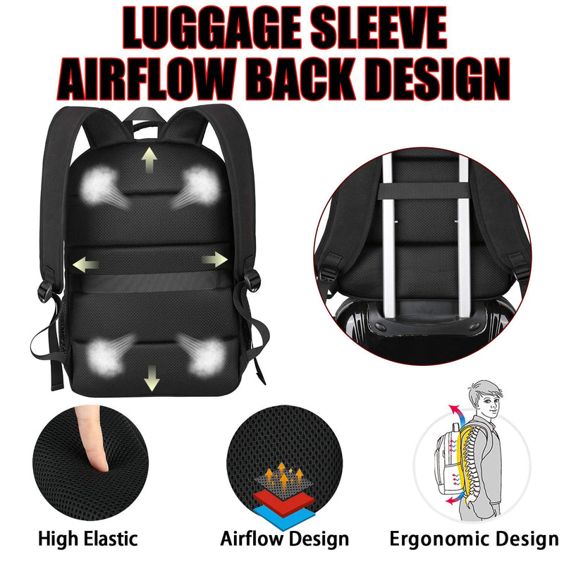 Mochila para portátil de 17.3 pulgadas, antirrobo, impermeable, con puerto USB, para viaje y trabajo, Negra