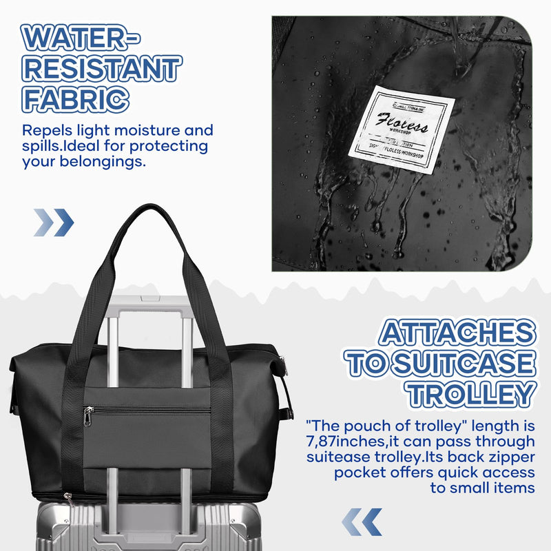 SEAFEW Bolsa de Viaje para Ryanair, 40x20x25 cm, Impermeable, Negro