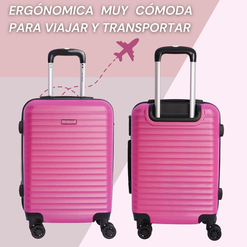 DON ALGODON Maleta de Cabina 55x40x20 cm, apta para Ryanair, con 4 Ruedas 360º y Candado, Rosa