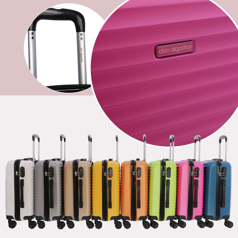 DON ALGODON Maleta de Cabina 55x40x20 cm, apta para Ryanair, con 4 Ruedas 360º y Candado, Rosa
